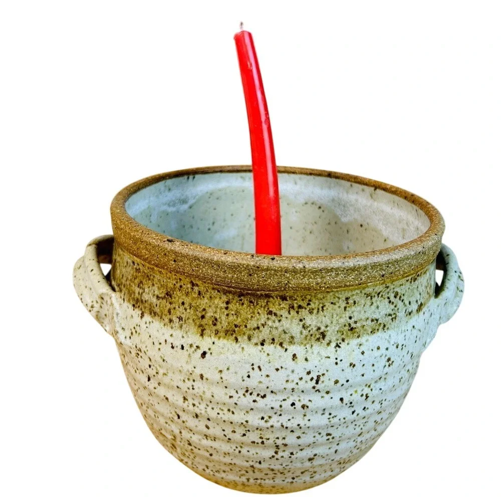 Oversized Candle Holder Studio Pottery Stoneware‎ Sculptural Vintage 7